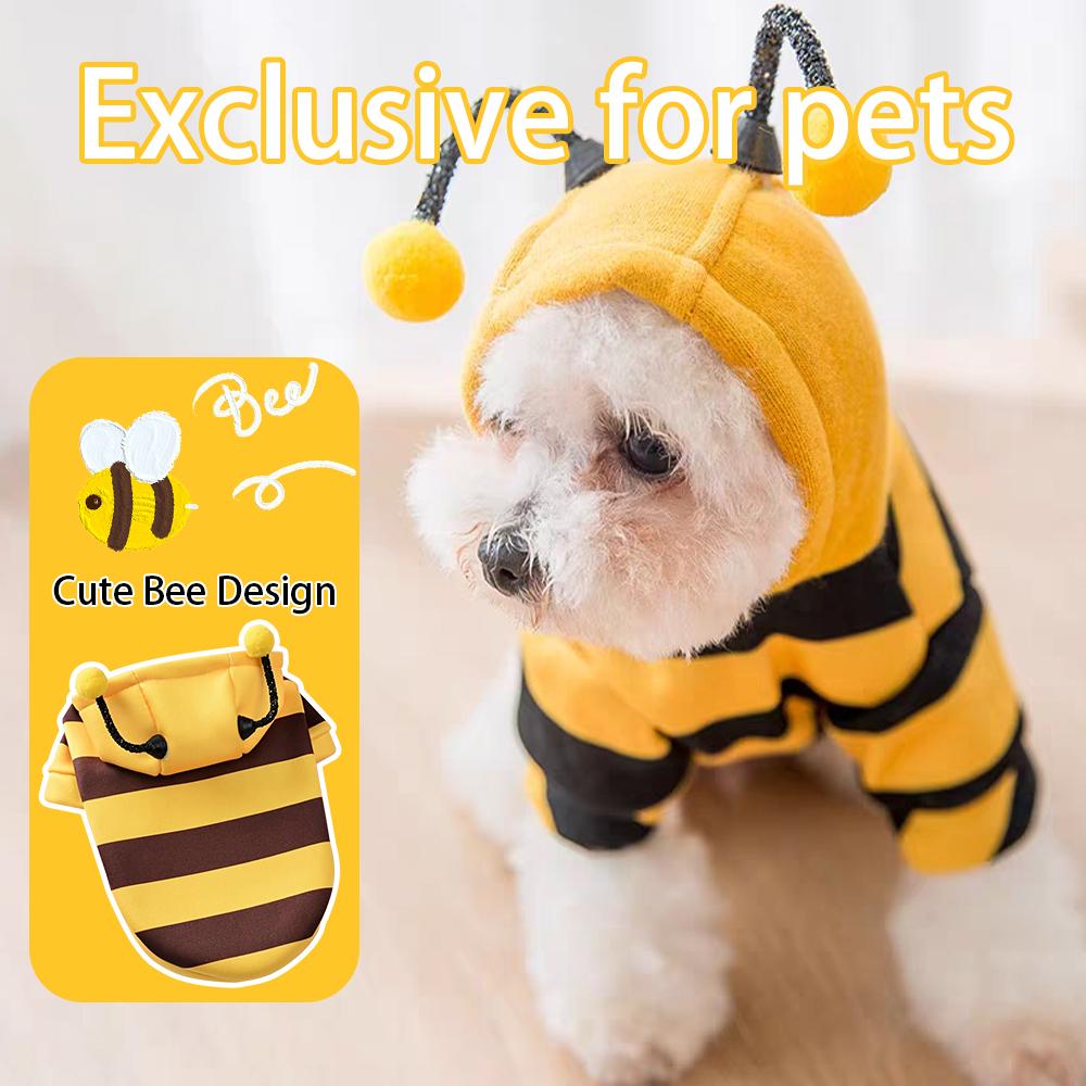 Sevimli Arı Kostümü Köpek Kedi Kapüşonlu Sweatshirt - Kalınlaştırılmış Evcil Hayvan Kazakları Cadılar Bayramu Cosplay ve Günlük Giyim İçin Sıcak Kıyafet