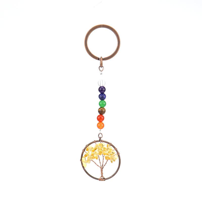 Temu Natural Crystal Colorful Stone Tree Of Life Keychain Bag Pendant Pendant Chakra Keychain K01