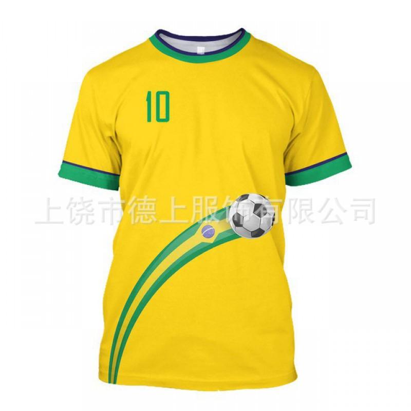 Herren T-Shirt Brasilien Fußball Nationalmannschaft Kurzarm Rundhals Feuchtigkeitsableitend Lässiges T-Shirt