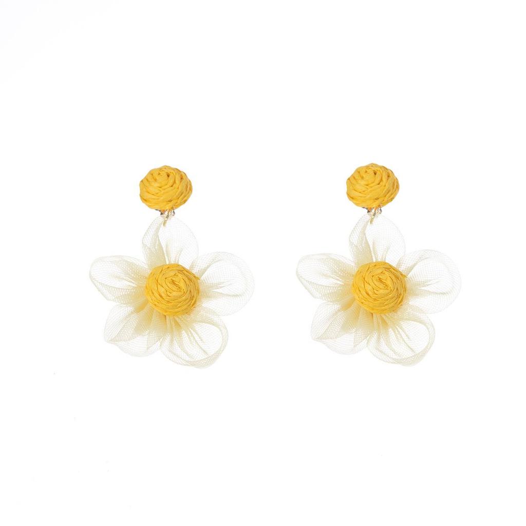 Colorful Raffia Tassel Flower Earrings – Fresh, Sweet Fashion Studs