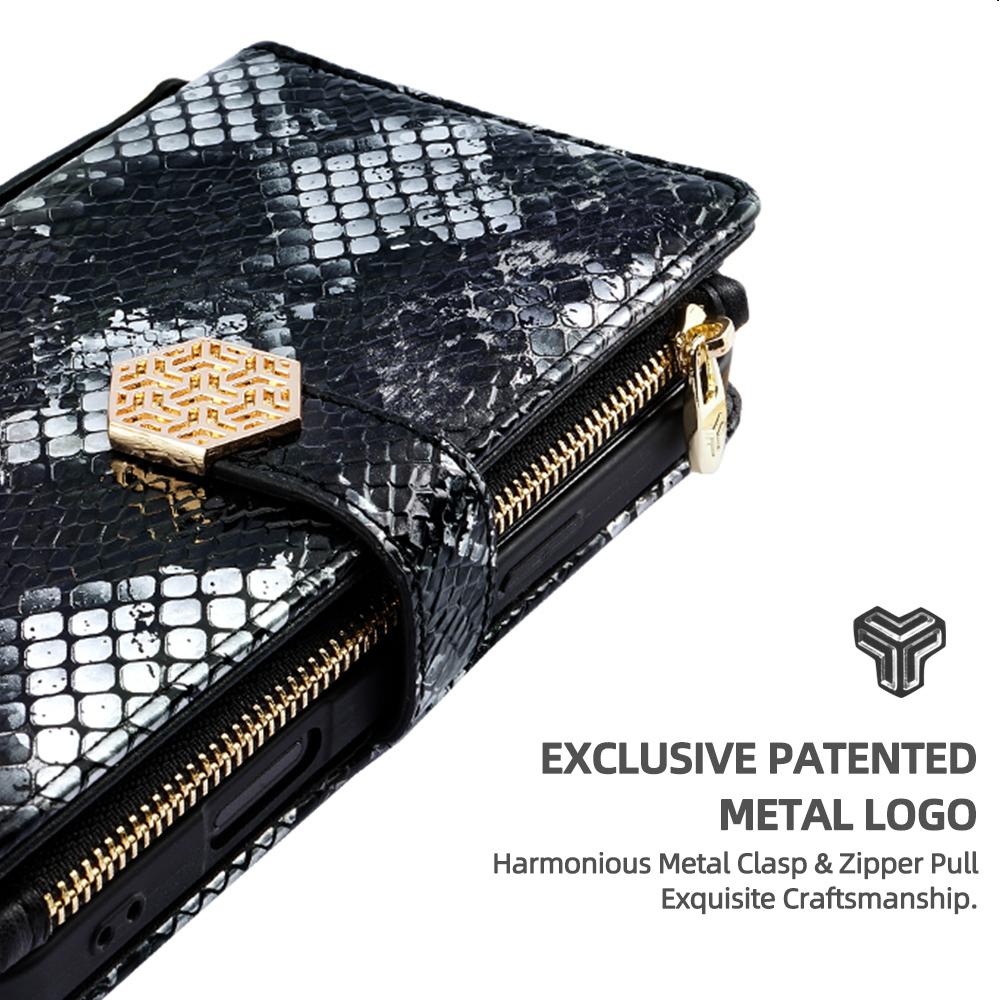 For OnePlus Nord 5 5G/Ace 5 Ultra 5G Case Snake Skin Texture PU Leather Phone Wallet Cover with Shoulder Strap