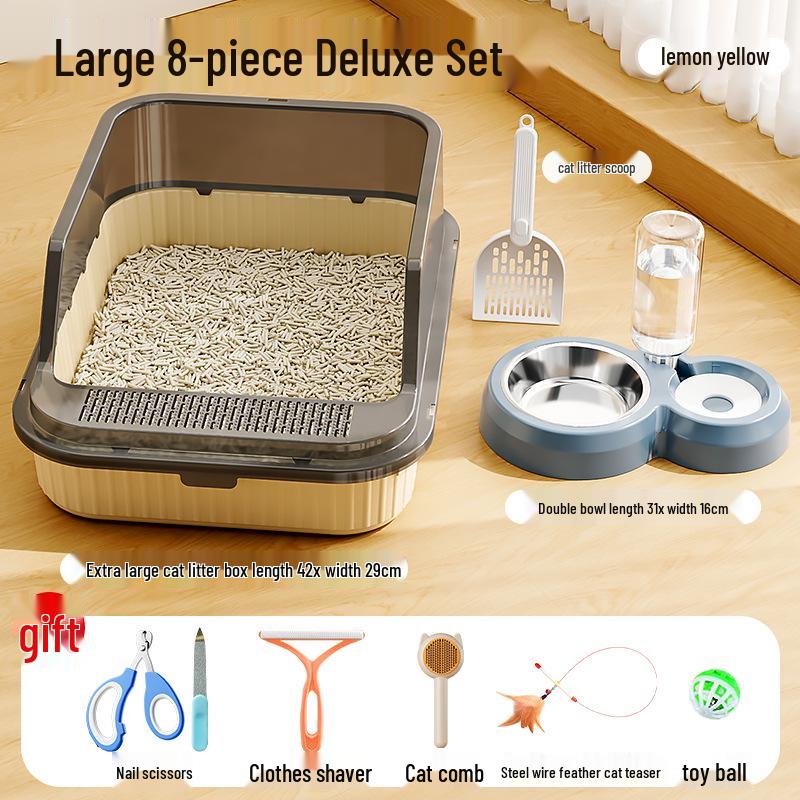 Extra Large Anti-Splash Cat Litter Box: Semi-Enclosed Tray for Large Cats and Kittens