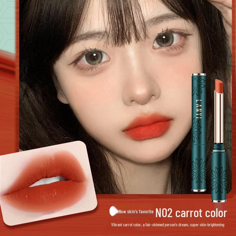 Lan Yi Cinnamon Milk Tea Matte Velvet Lipstick - Non-Stick, Non-Fading, Waterproof.