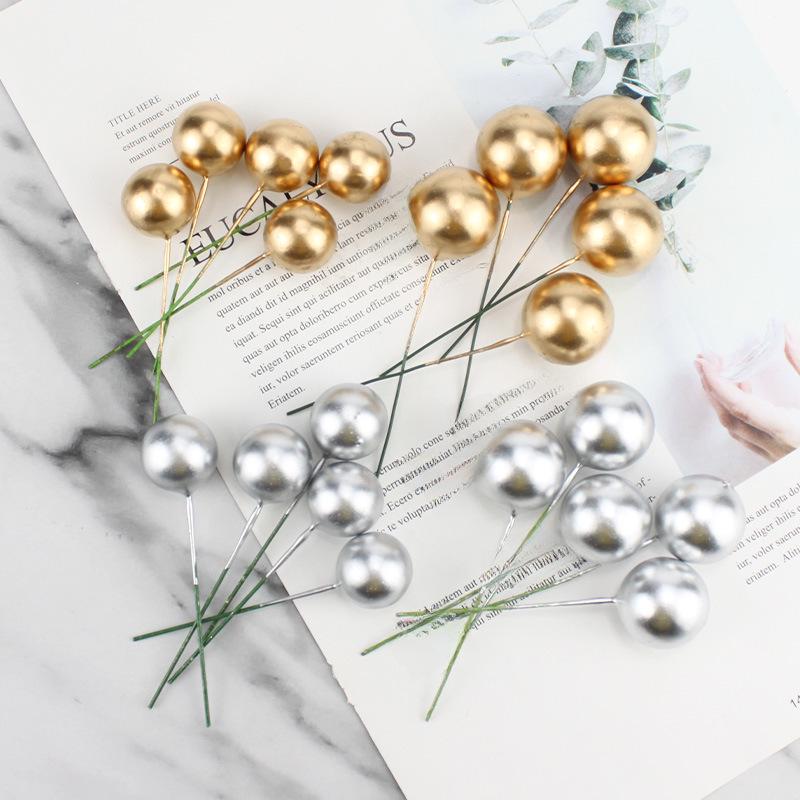 Mattgoldene und silberne Wunschkugel-Kuchenornamente - 5er-Set