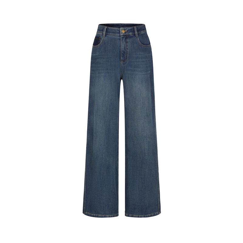 JUZI Annaco Women's Casual Washed A-Line Wide-Leg Denim Jeans