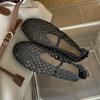 PesstweiFashion Weave Mesh Hollow Women Loafers Round Toe Slip On Female Beach Summer Casual Shoes Flat Sandals