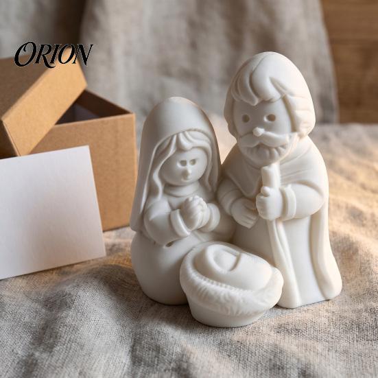 Bookshelf Christmas Figurines 3D Printed Nativity Figurine, Cute Holy Family Statue, Religious Scene Ornaments Holiday Desktop for Windowsills