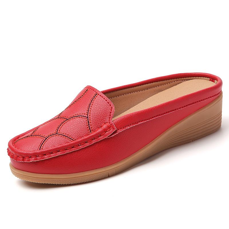 

Туфли для мамы женские одинарные туфли на одном педале легкие нескользящие туфли-маффины повседневные туфли-бини женские 44 красный