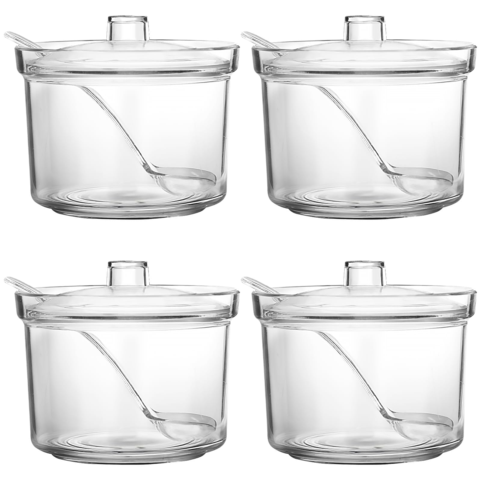 

KoMvzyl 4-компонентный настольный прозрачный диспенсер для сахара с крышкой и ложкой, включает бирки, для приправ, конфет, кофе, чая, специй и трав