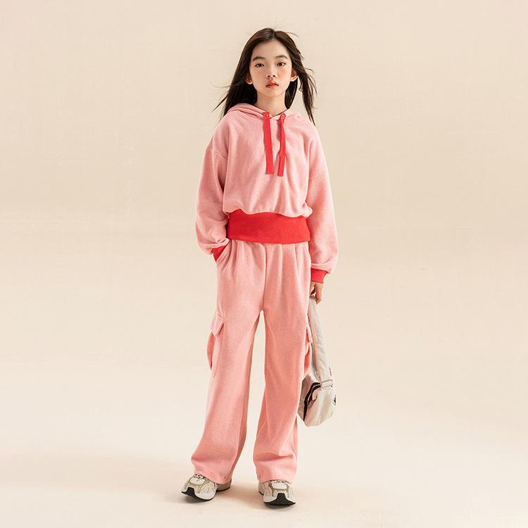 

2025 Spring Fashion Sportswear Set for Big Girls - Two-Piece Outfit 120cm розовый