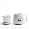 Tazza da tè con filtro in ceramica Coppia di bicchieri semplici e di grande capacità Tazza da caffè per la casa con coperchio Tazza per la separazione del tè da ufficio in porcellana