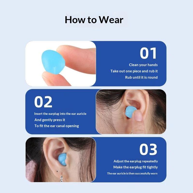 Reusable Silicone Clay Ear Plugs 6Pcs Soft Noise Cancelling with Storage Case for Sleep Travel Study Work