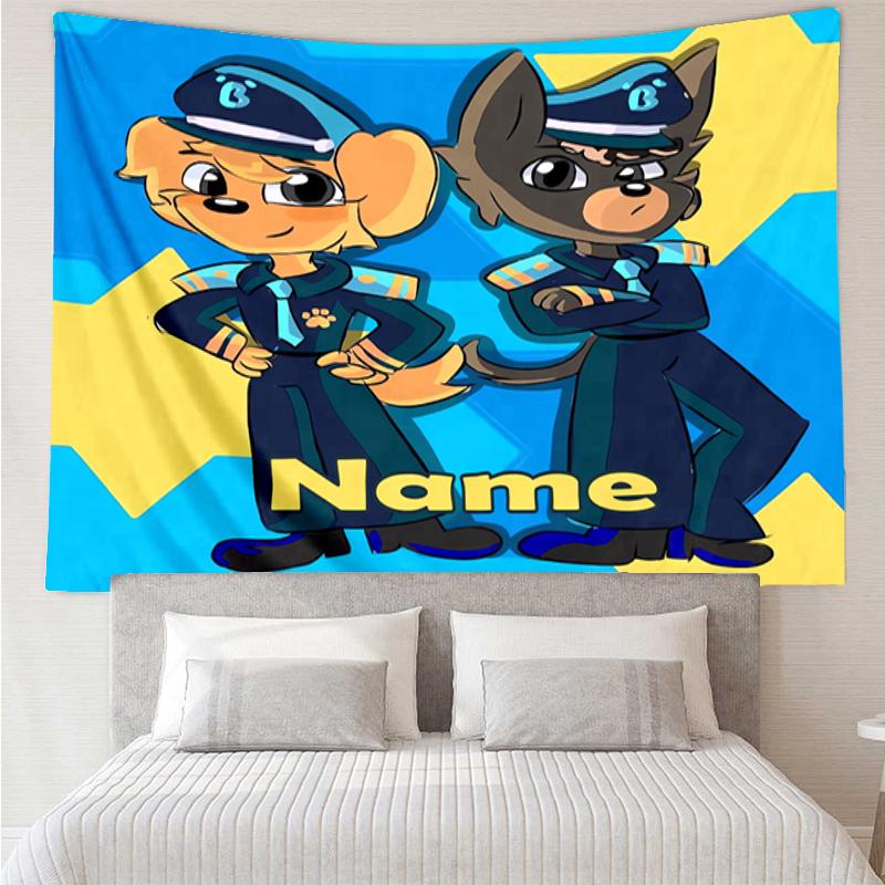 Custom Name Sheriff Labrador Print Tapestry, Backdrop, Easy Setup, Ideal for Bedroom, Office & Living Room, with Aesthetic Wall Hanging Decor.