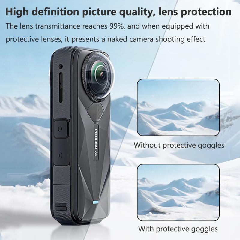 Lens Protector Cap for Insta360 X5 Premium Glass Lens Guards Scratch Proof Tempered Glass for Insta 360 X5 Camera Accessories