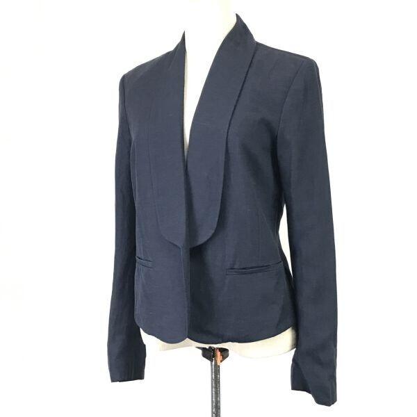 Excellent Condition NATHALIE CHAIZE Tuxedo Collar Jacket 38 M Women Navy Buttonless Jumper(USED)