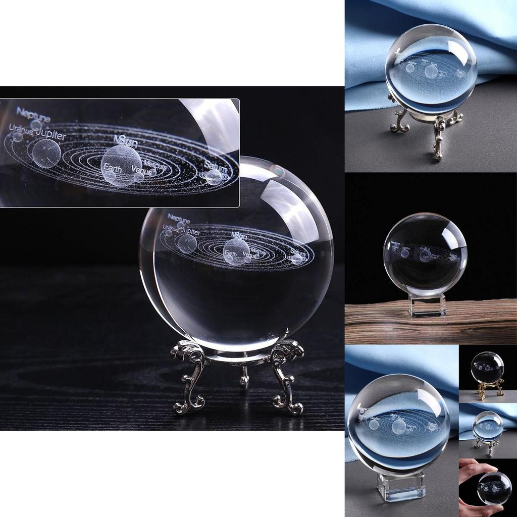 Stunning Laser Engraved Solar System Ball 3d Miniature Planets Sphere Glass Globe Decor