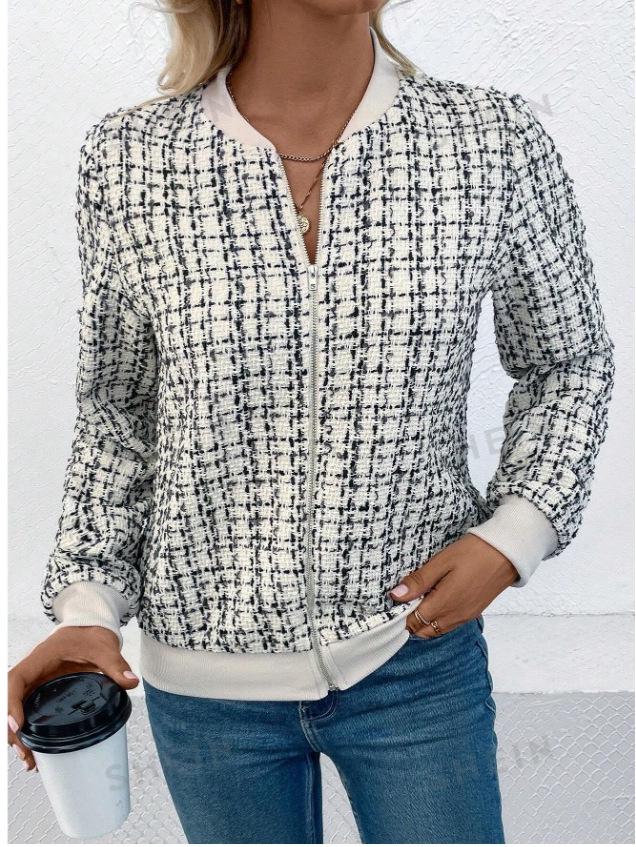 2024 Herbst Langarm Reißverschluss Strickjacke Print Jacke