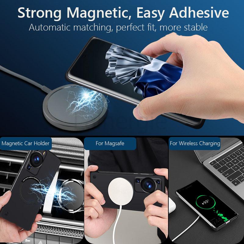 Frameless Magnetic For Magsafe Slim Case For Huawei P60 Pro P60Pro 5G Wireless Charging Hard Back Cover
