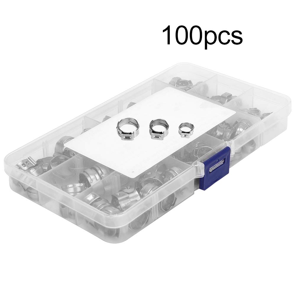 Schlauchschellen, 100 Stück Schlauchschellen Einohr Schlauchschellen-Set Edelstahl Einzel