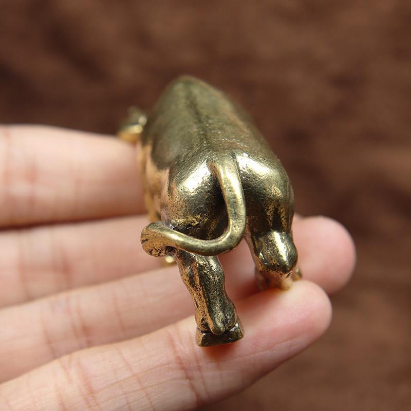 1/2Pcs Copper Wall Street Bull Heavy Animal Statue Brass Miniatures Figurine Home Decor Ornaments Desk Decoration Crafts Gift