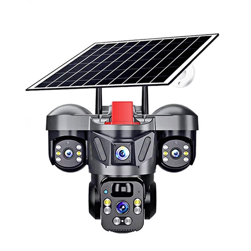 4G Solar-Powered Triple-Lens HD Outdoor WiFi Camera V380 Monitor