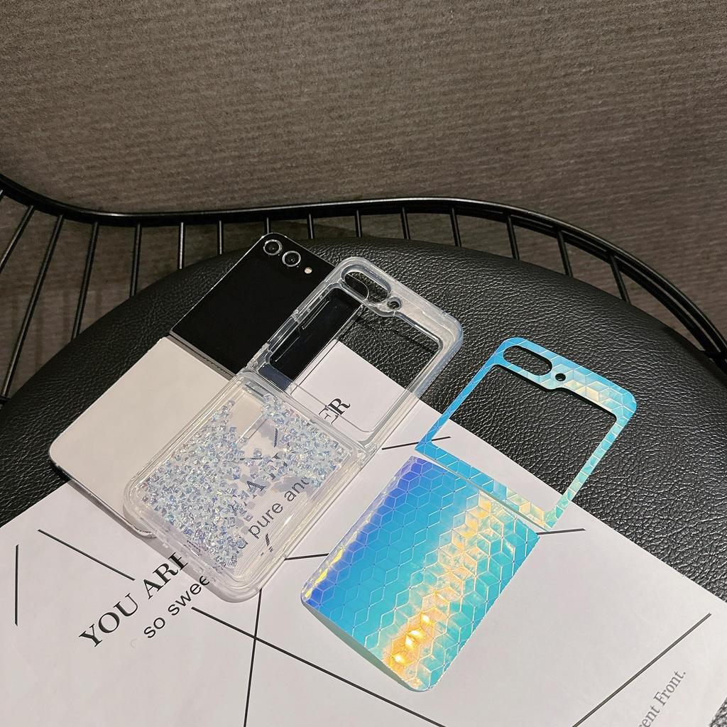 Flowing Sand Silver Case for Samsung Galaxy Z Flip 6: Girly Protective Cover for Gen 3/4/5 Foldable Screens