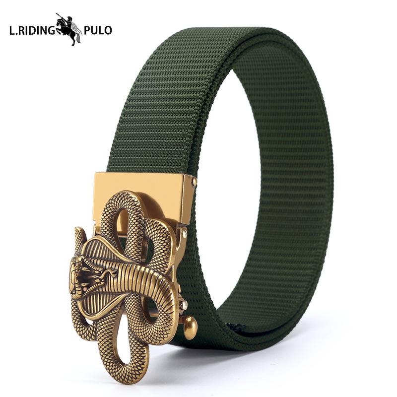 Men's Belt Toothless Alloy Automatic Buckle Men's Belt Imitation Nylon Canvas Youth Versatile Casual Belt