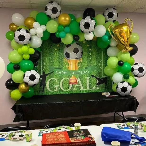Football Trophy Aluminum Film Balloon Green Arch Set Boy Baby Birthday Party Decoration Decoration