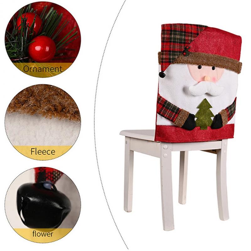 Christmas Decoration Chair Cover Stool Set Chair Cover Home Decoration Ornament Santa Claus Snowman Chair Cover