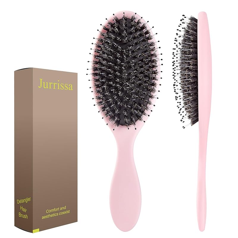Boar Bristles Hair Brush for Women and Men, Detangling Hair Brush for Smoothing Massage Add Shine, Nylon&Boar Bristles Detangler brush for Hair