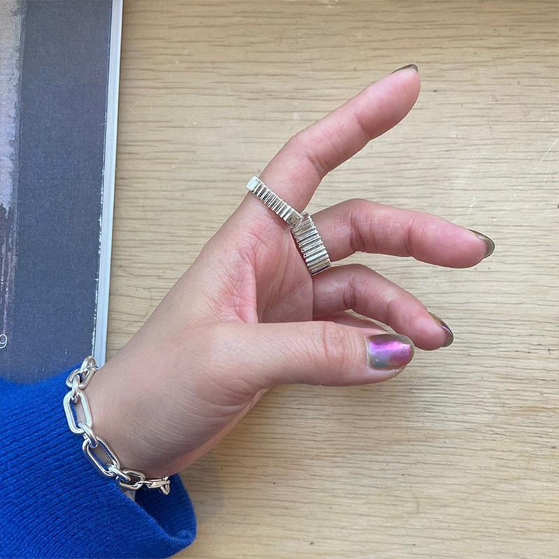 Stunning 925 Sterling Silver Geometric Open Adjustable Couple Gear Ring For Women