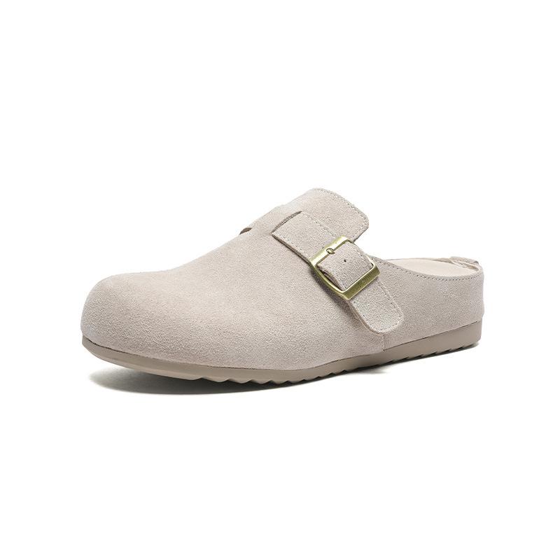 Baotou half slippers for women to wear in summer, thin leather thick bottom increases height, lazy person pedals half slippers