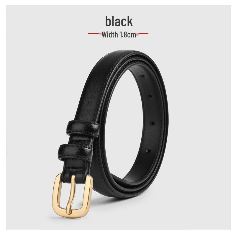 Women's High-End Fashion Smooth Buckle Leather Belt - Trendy and Versatile for Jeans or Casual Wear