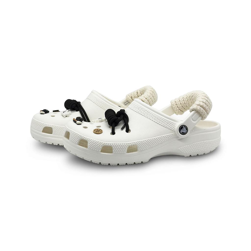 Crocs Classic Clog Button Complex EVA Minimalist Street Fashion Hole Shoes Unisex White