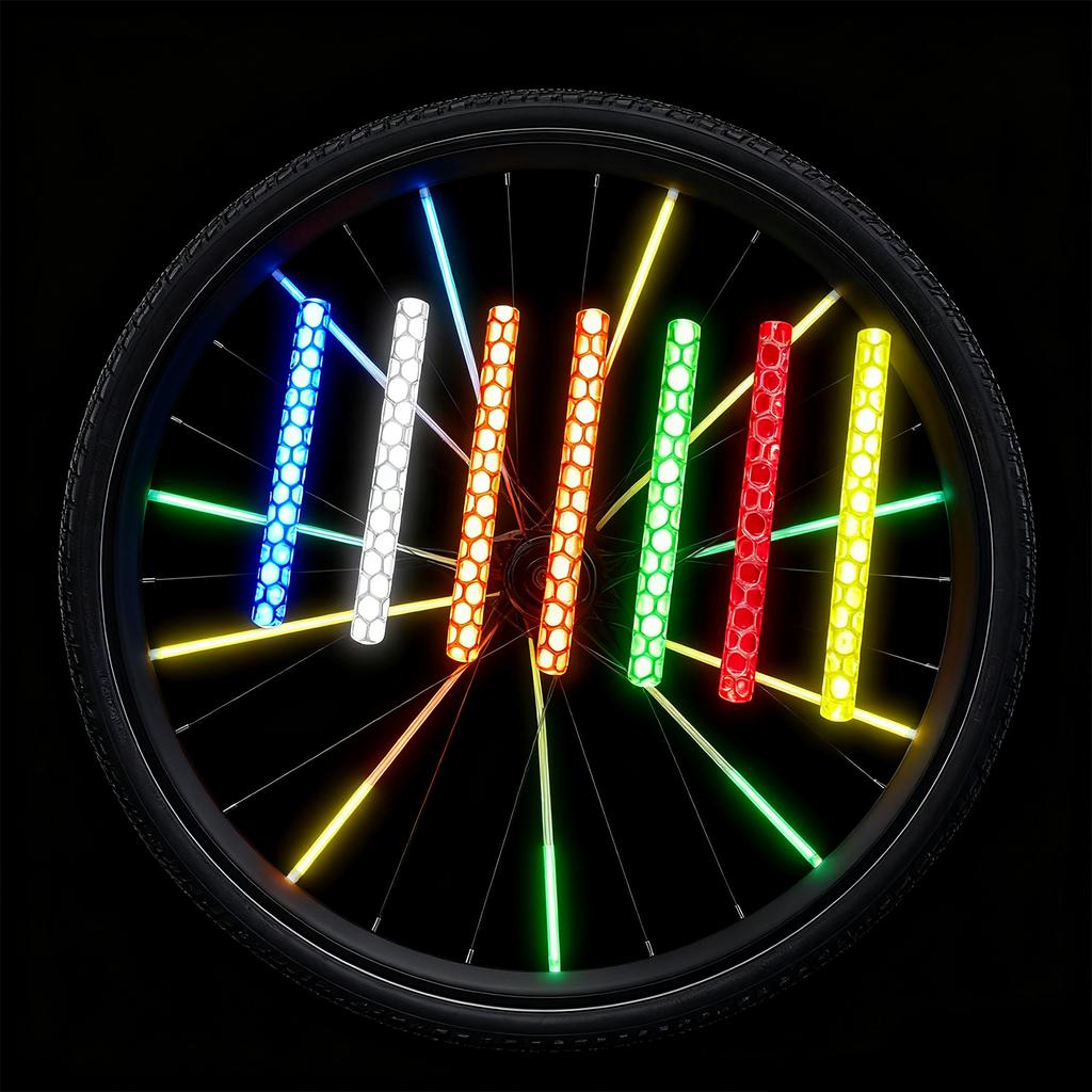 12PCS Bicycle Wheel Spoke Reflective Sticker Color Tube Warning Safety Light DIY Reflector Reflective Safety Kit