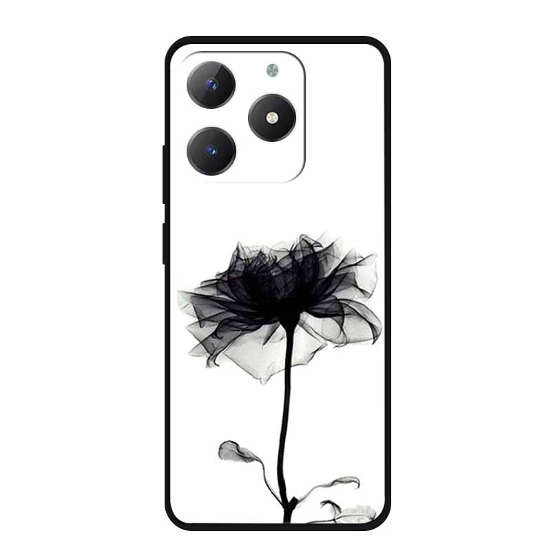 

Чехол для телефона Realme Narzo N61 N 61 Coque Цветы Черный Силиконовый Мягкая Задняя Крышка Для Realme Note 60 Чехол Note60 Funda Сумки Capa Realme Note 604G