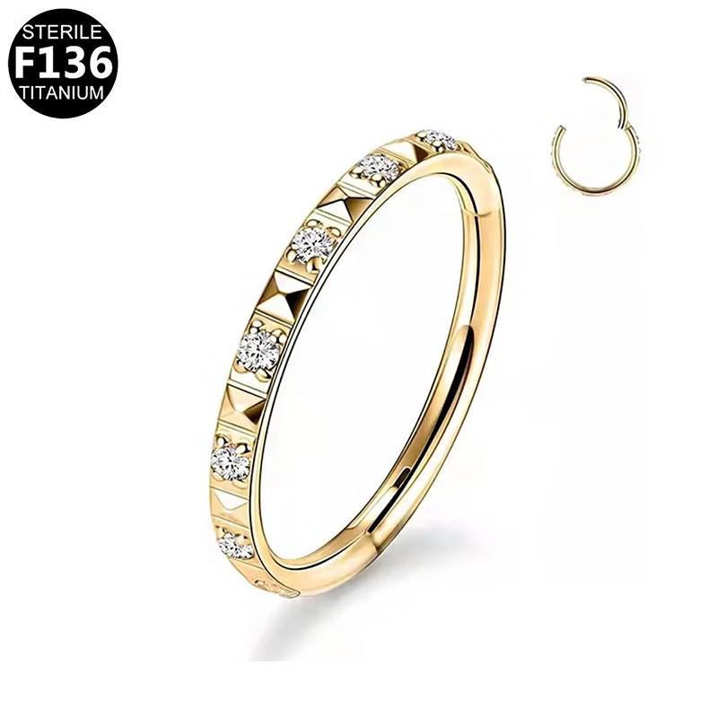 Titanium G23 Zirconia Nose Ring 16G Piercing Jewelry - Amethyst Alloy Set