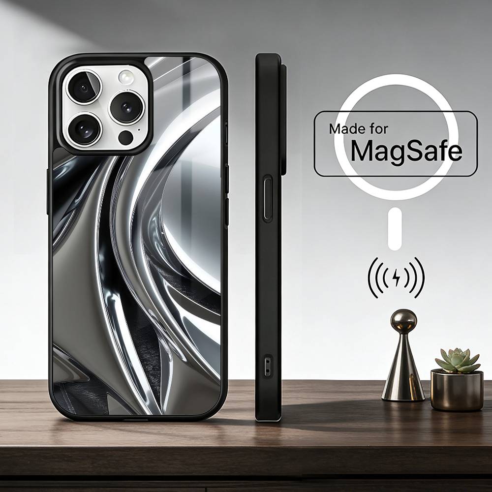 Liquid Metal Aesthetic Phone Case For IPhone17 16 15 14 13 12 11 Plus Pro Max Plus Wireless Charger Cover Funda