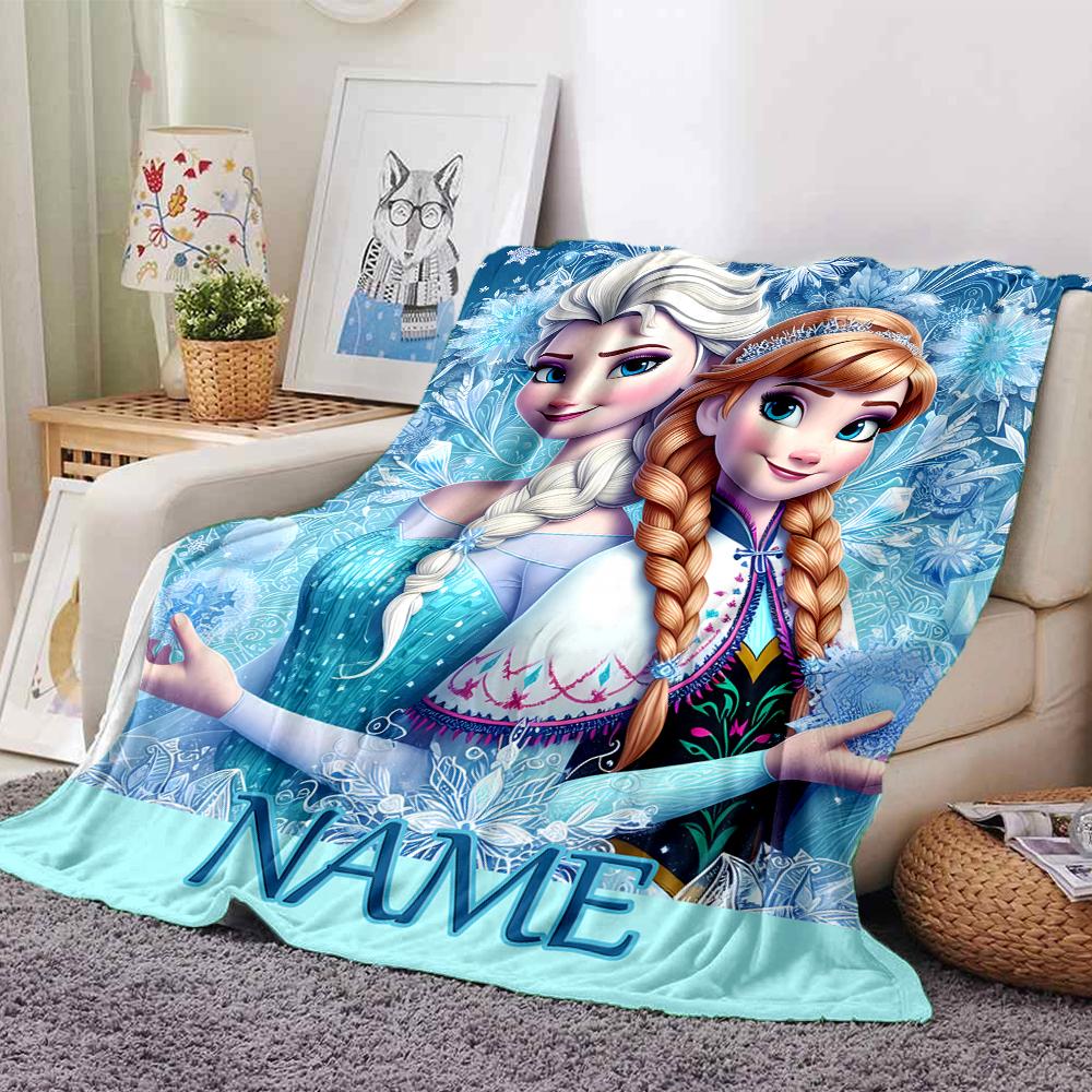 Customiz Name Personality Elsa Frozen Blanket Soft &Warm Sofa Office Bed Travel Lunch Break Blanket, Gift Suitable All Seasons