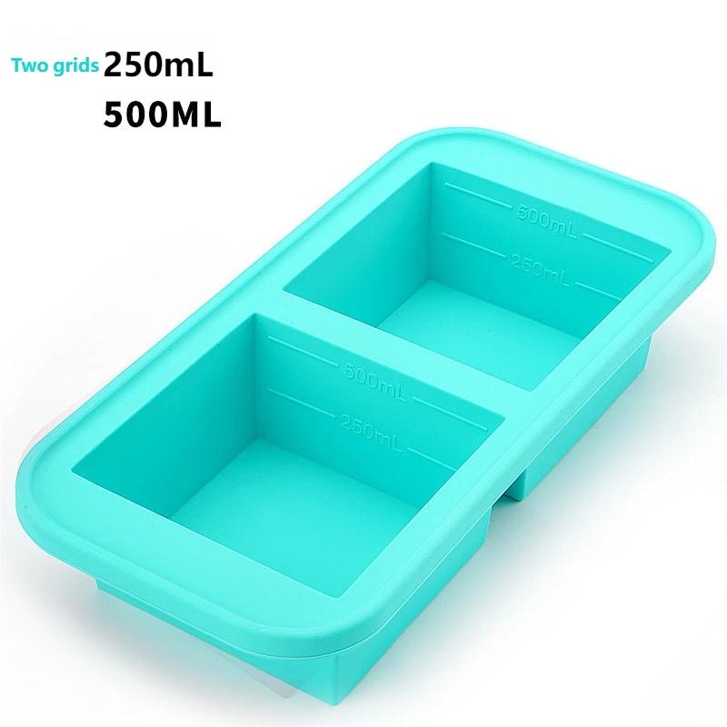 

2/4/6 Grid Silicone Freezer Mold with Lid Reusable Fruit Smoothie Ice Cube Tray Soup Stews Sauces Food Storage Container
