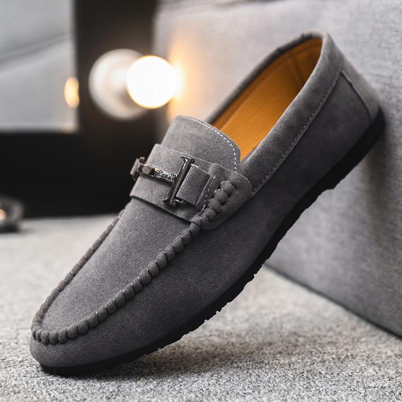 Single Shoe Low Cut Men's Comfortable Leather Shoes with Soft Soles, Casual Loafers