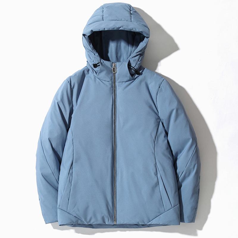 Pánská bílá péřová bunda s kapucí, bavlněná prošívaná bunda, tlustý top, jednobarevná