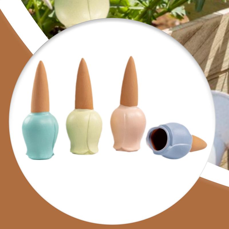Terracotta Plant Watering Stakes 4X Decorative Flower-Shaped Natural Plant Waterer Devices Natural Clay Plant Garden Waterers United States