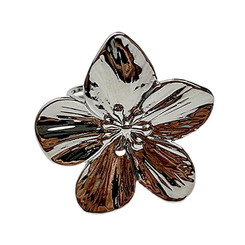 Fashionable Florals Open Rings with Imitation Pearls and Sparkling Stone for Stylish Outfits Trendy Women Ladies