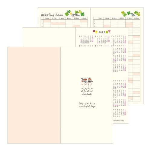 Midori Pocket Diary Notebook 2025 Slim Monthly Bird Pattern 22300006 (Starting from January 2025)