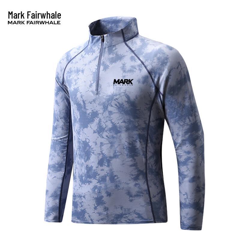 MARK FAIRWHALE Ice Silk Tie-Dye Half-Zip Long Sleeve T-Shirt L