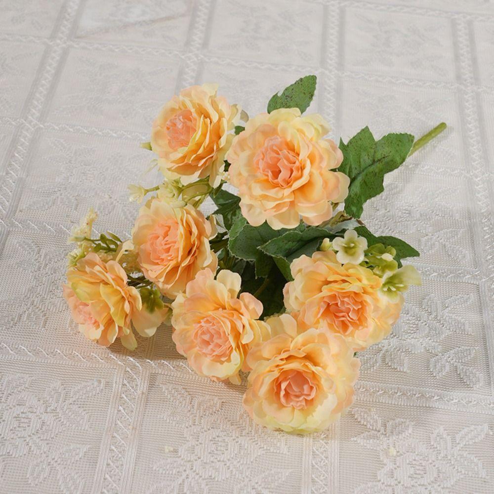 Lifelike 31cm Length Peony Silk Flowers 7 Heads DIY Decoration Simulated Flower Fake Flowers Home Table Decor