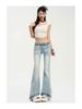 Lace Big Yards Light Blue Micro Flare Jeans Female Lace Low Waist Not Sticky Legs Skinny Straight Trousers Jeans for Women Long Denim Pants