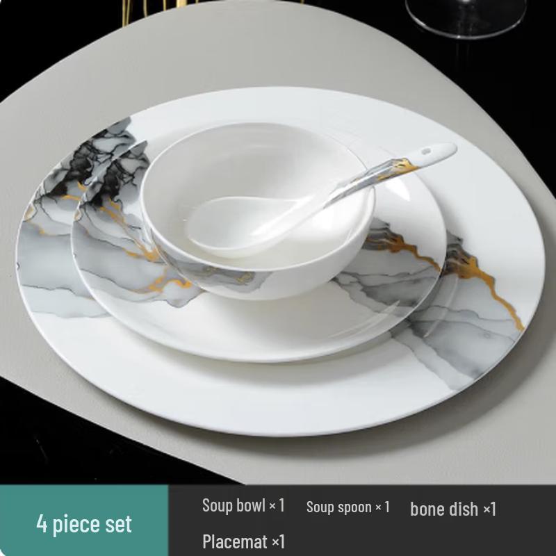Luxury Minimalist 4-Piece Bone China Dinner Set