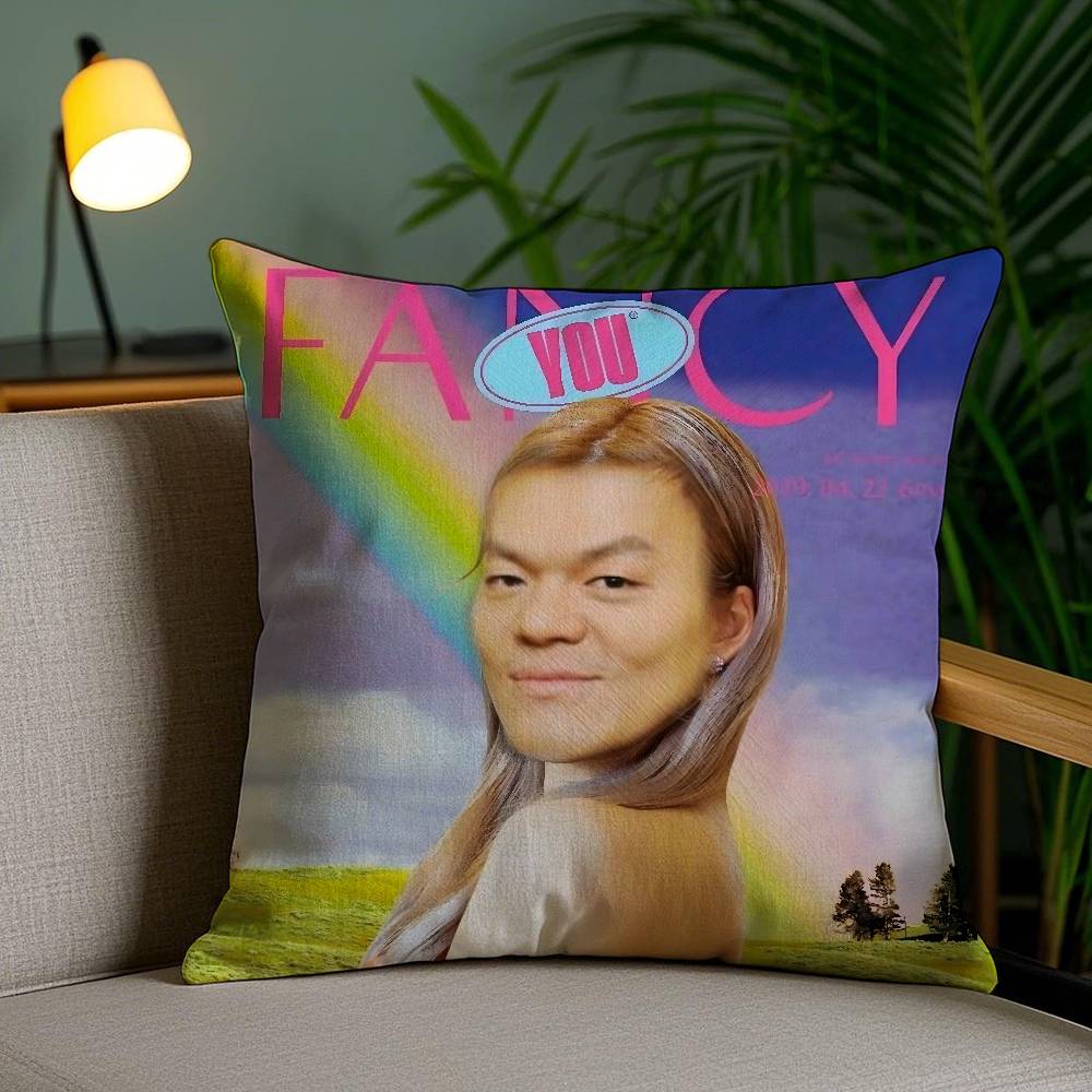 Funny J-JYP Meme Pillow Case Office Sofa Dorm Chair Back Short Plush Double-sided Printing Home Cushion Cover